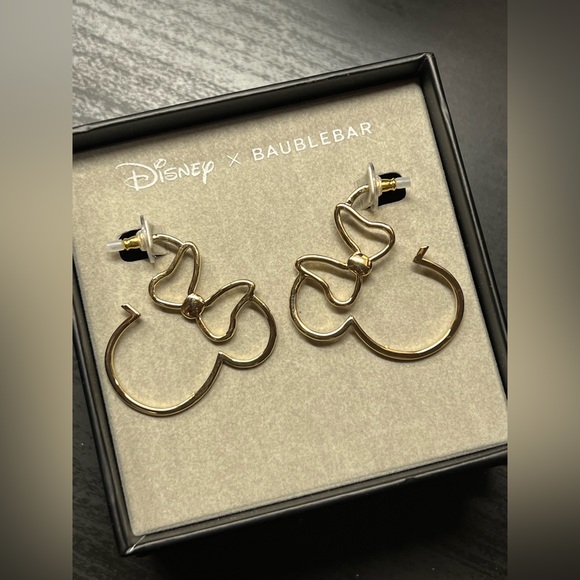 Baublebar X Disney Minnie Mouse with Bow Hoop Goldtone Earrings - Picture 4 of 5